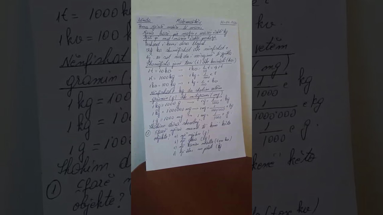 Tema : Njesite matese te matjes