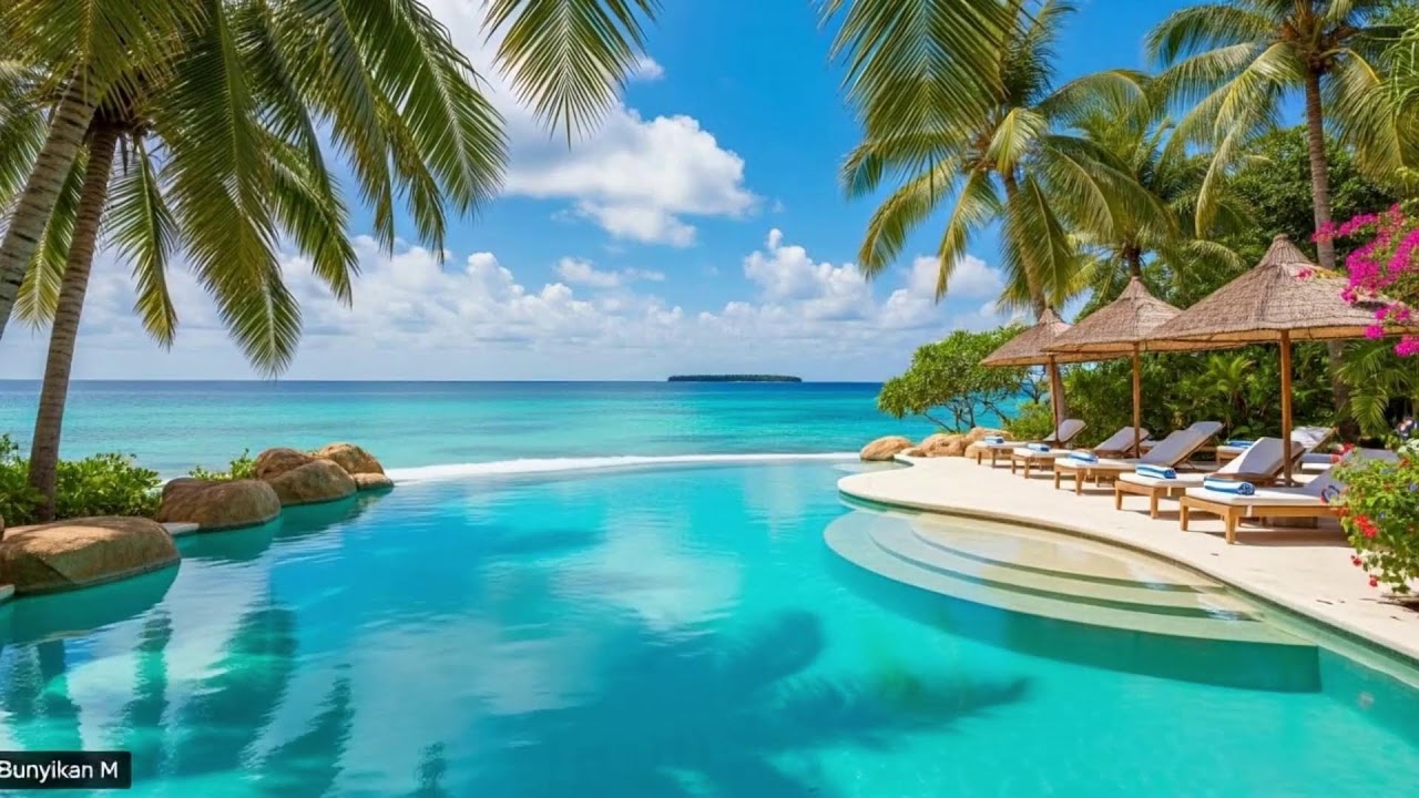 Tropical Bossa Nova Jazz - Music At An Outdoor Beach Bar Ambience And Smooth Sound Of Ocean Waves