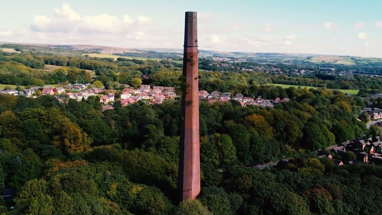Barrow Bridge Chimney, Bolton, England - 4K Drone Footage