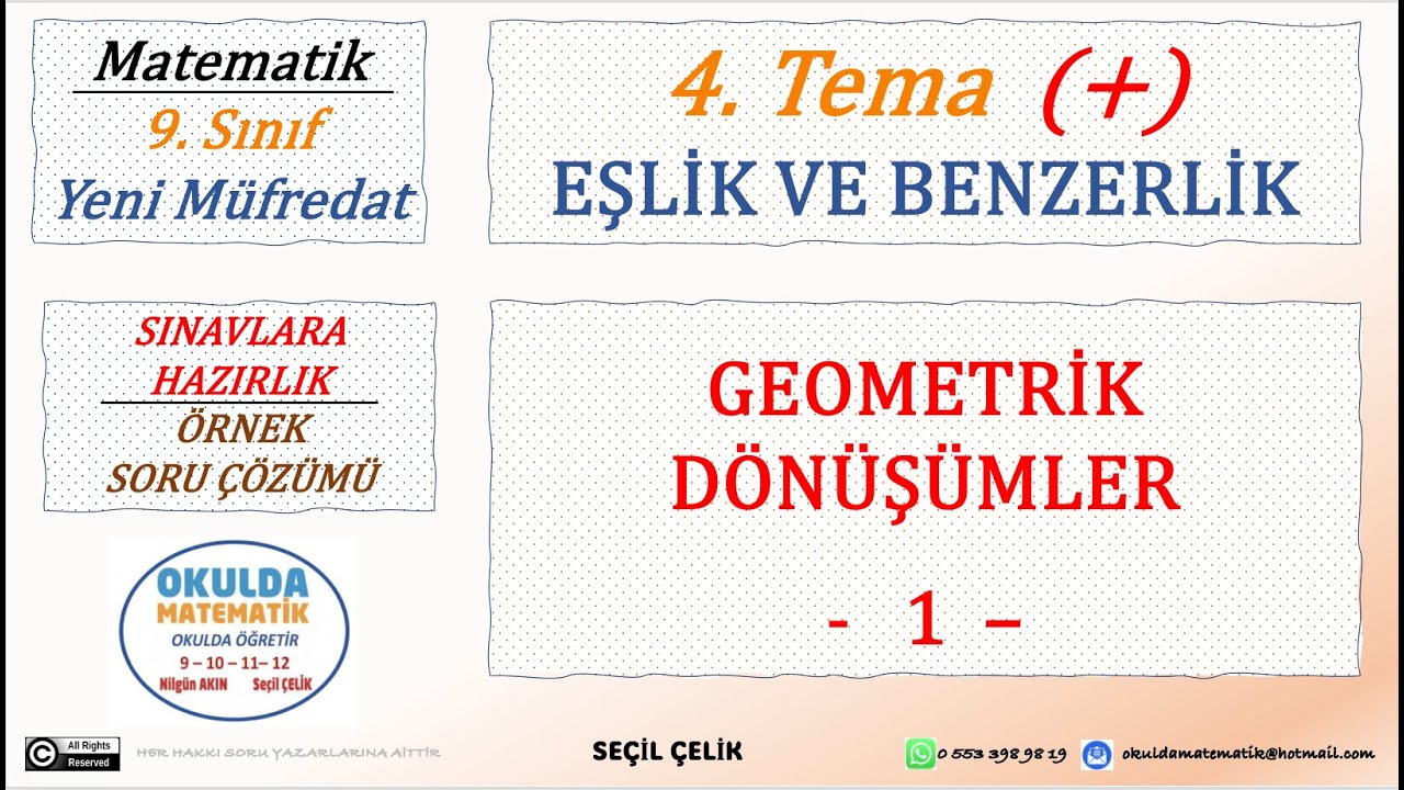 +9.Sınıf Matematik, 4.Tema, Geometrik Dönüşümler, MEB Uyumlu Konu Kavrama Soru Çözümleri