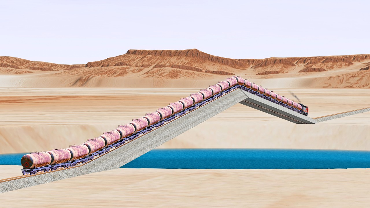 Trains vs Sharp Rail Track - Beamng Drive