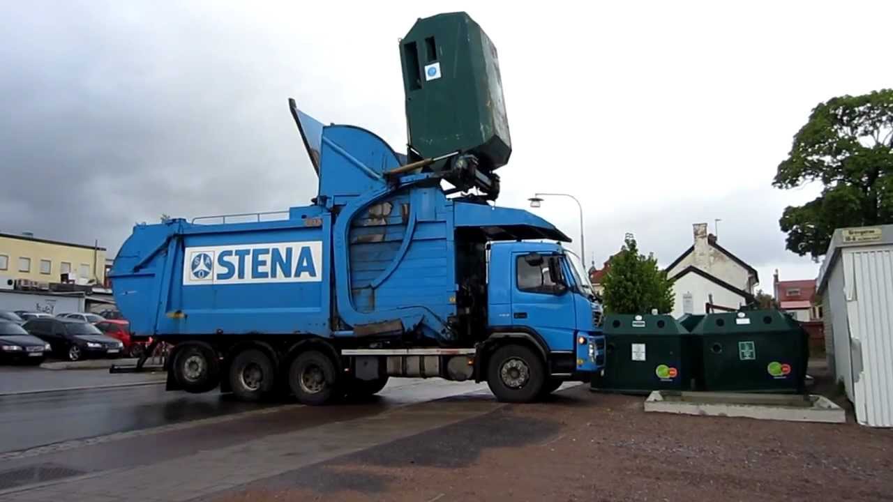 STENA garbage truck in operation.