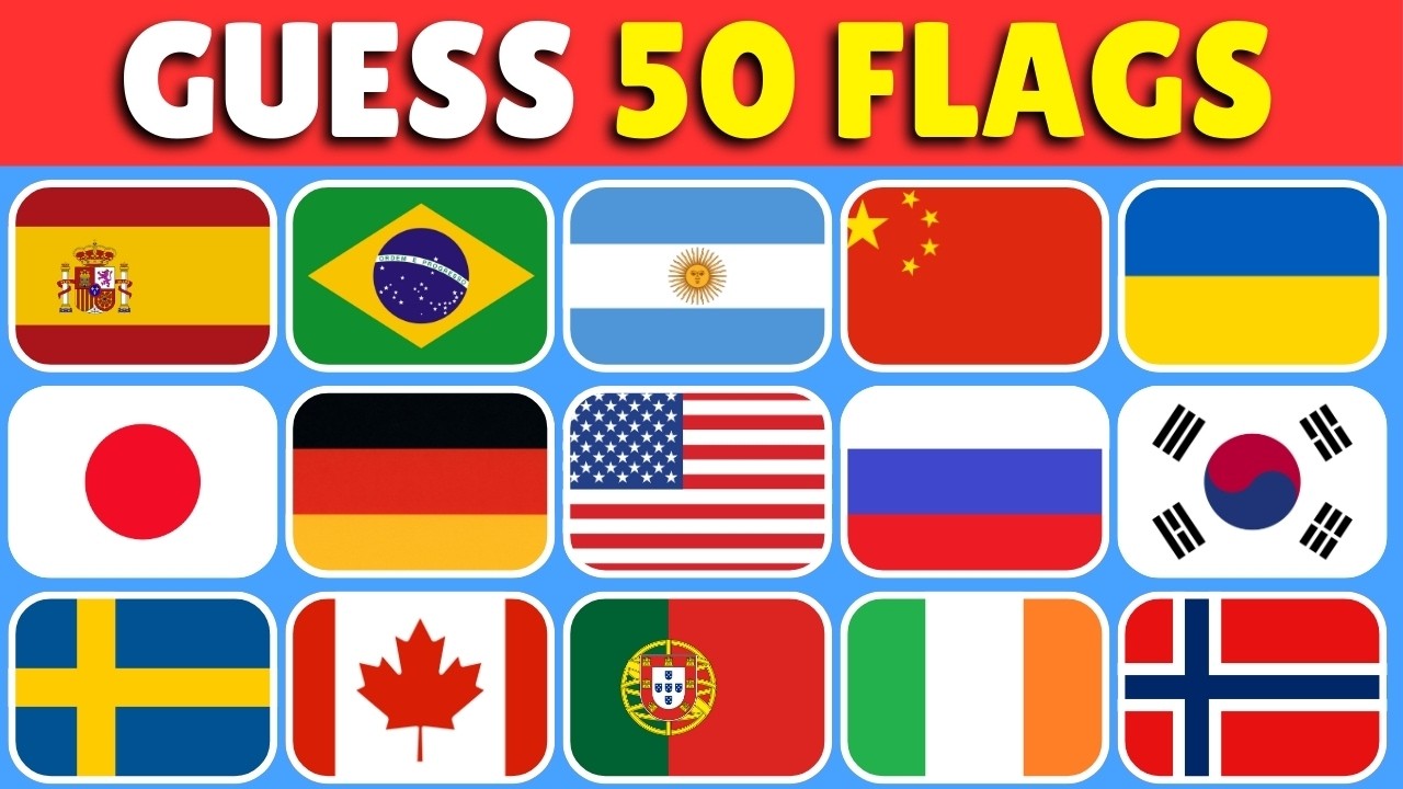 GUESS THE FLAG! 🏳️ | 50 Flags From Easy to Hard | Geography Quiz