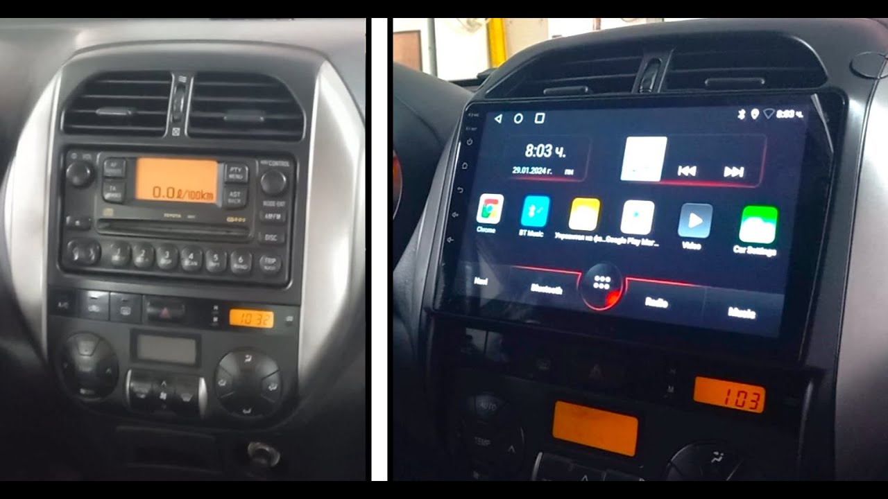 Установка магнитолы Toyota Rav4 2-го поколения на базе Android