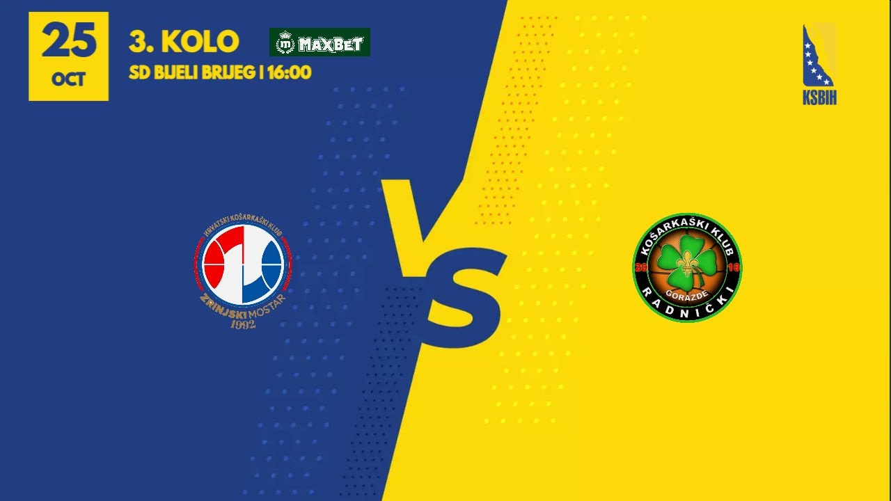 HKK Zrinjski 1992 vs KK Radnički  | 3. kolo | MAXBET LIGA | 2025/2026