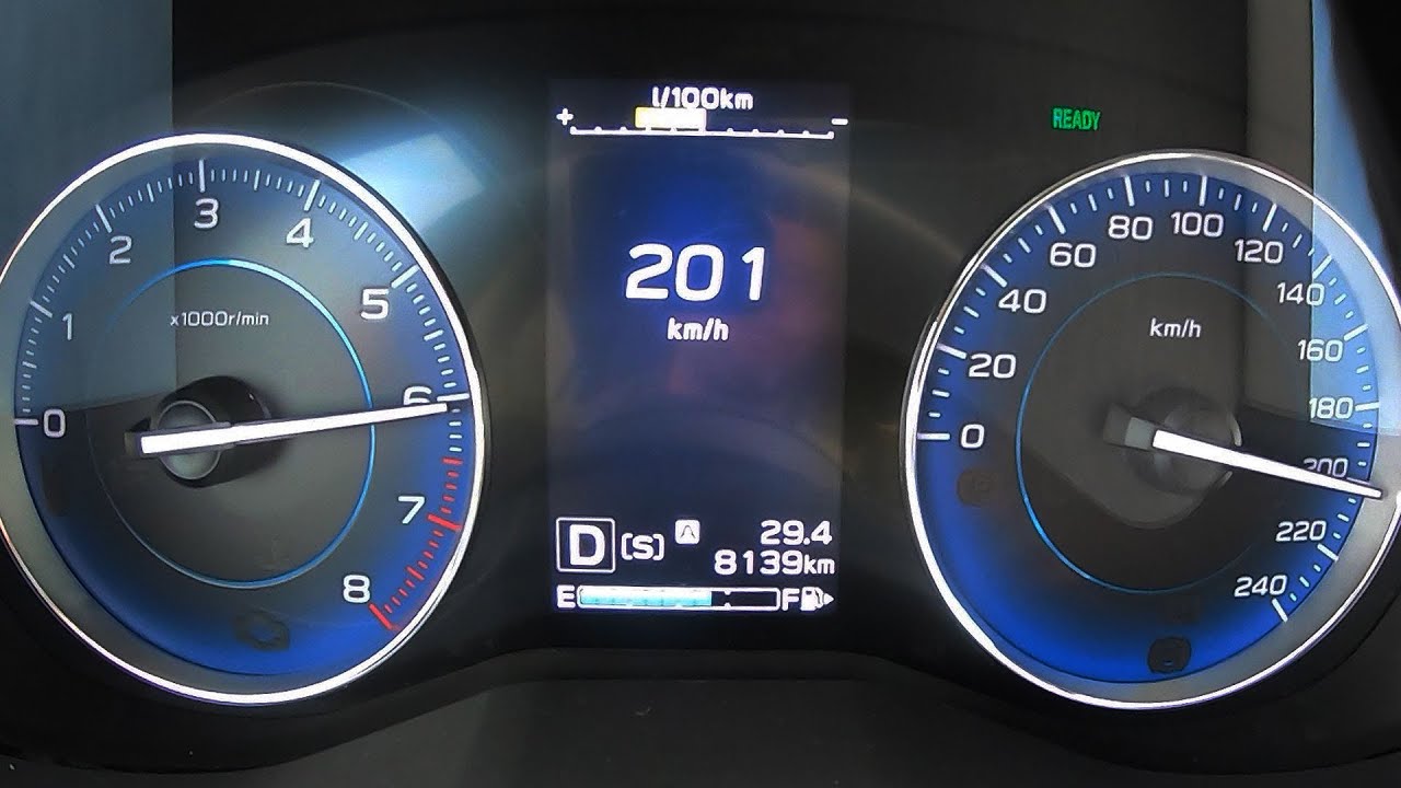Tachovideo Subaru Impreza 2.0ie eBoxer MHEV 0-100 kmh kph 0-60 mph Beschleunigung Acceleration