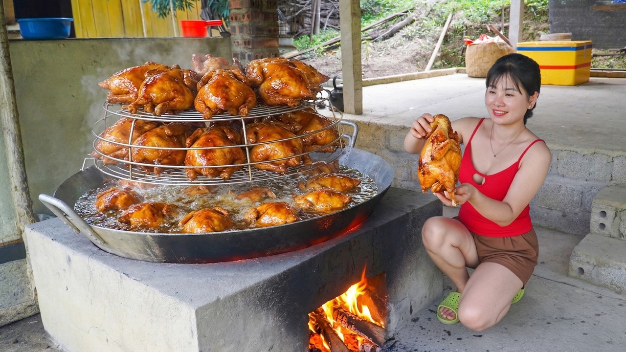Marinate And Fried Lots Of Chicken Go To Countryside Market Sell - My Bushcraft /Nhất