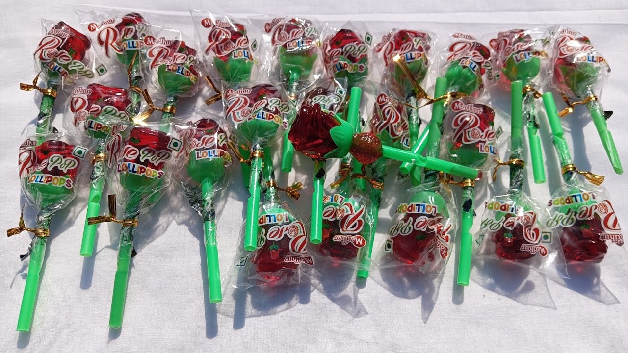 Rose Lollipop Candy | rose jelly lollipop satisfying Video | unboxing madhur Chocolate