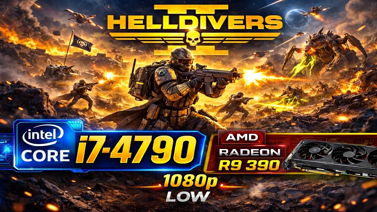 Helldivers 2 on Core i7-4790 3.6GHz R9 390 1080p Low