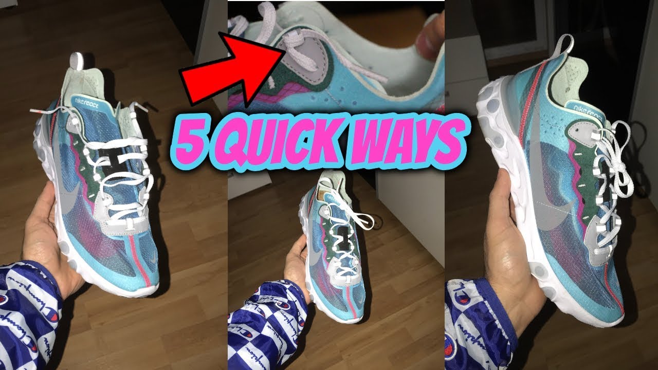 КАК ЗАШНУРОВАТЬ КРОССОВКИ NIKE REACT ELEMENT 87 *5 ПРОСТЫХ СПОСОБОВ*