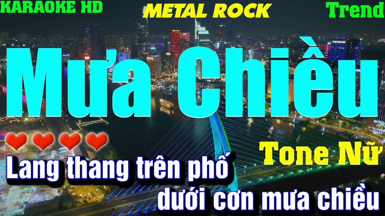 Karaoke Mưa Chiều (Slow Rock) l Tone Nữ l Beat phối mới 2025 Âm thanh chất lượng,nhạc cực hay,dễ hát