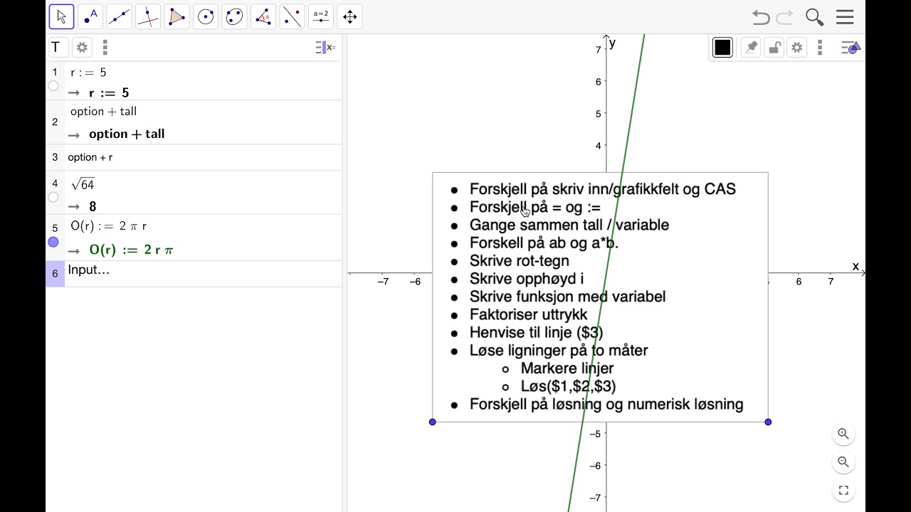 Kort innføring i GeoGebra CAS - Del 1