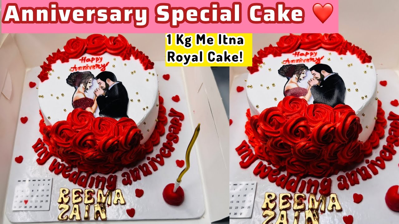Royal Red Rose Anniversary Cake | Romantic Couple Theme | Red Rose Anniversary Cake Tutorial 