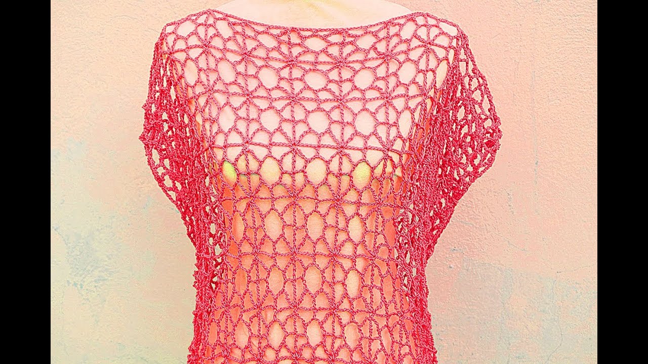 Como hacer 1 Poncho o túnica de verano muy fácil y rápido Majovel crochet