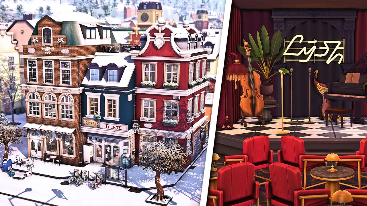 Stockholm Apartment with Hairdressers, Dry Cleaners + Hidden Basement Bar | The Sims 4 Speed Build