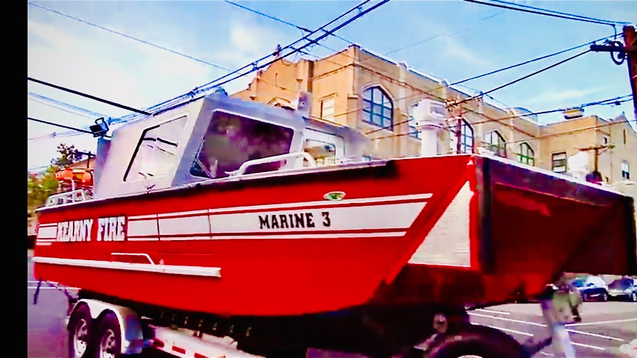 EVERY FIREHOUSE OF THE KEARNY FIRE DEPARTMENT RESPONDING FROM QUARTERS AND ON THE STREETS