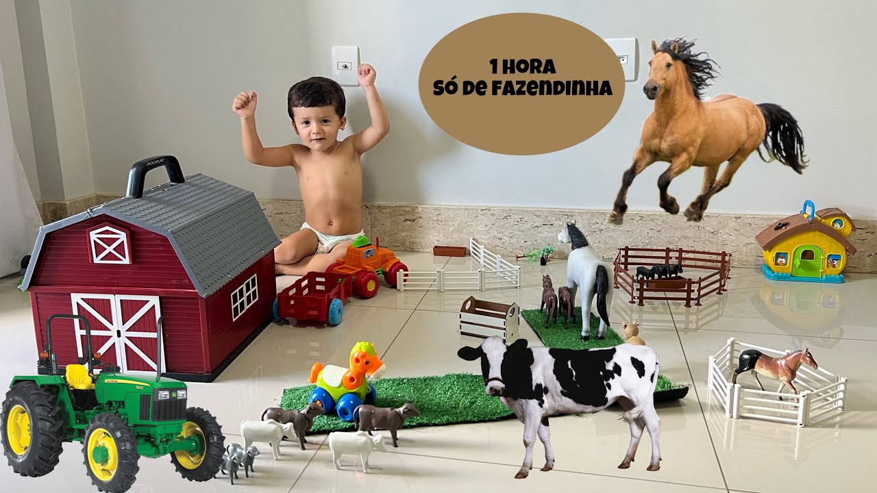 Fazendinha de brinquedo do Pietro | Vaca Boi Cavalo | caminhão trator | Cavalo Gigante Farm Toy Cow