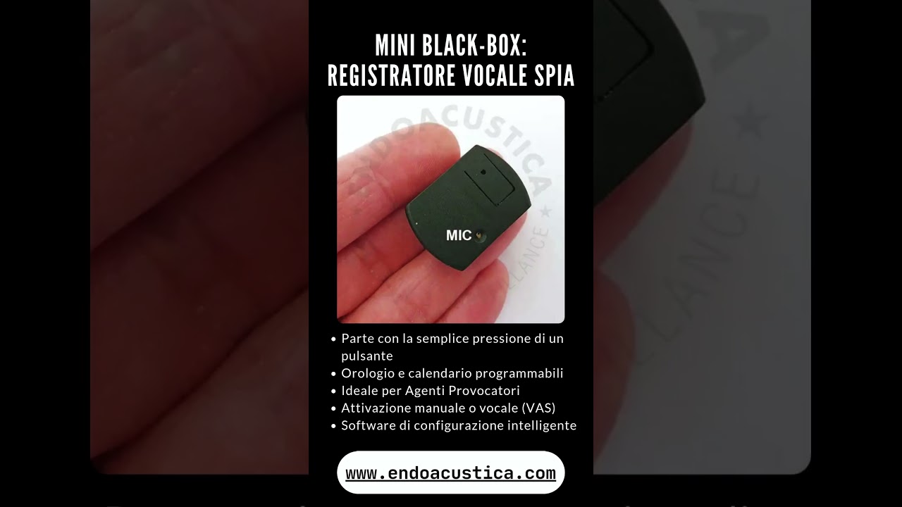 Mini Registratore Digitale Tascabile Black-Box con Attivazione Vocale 