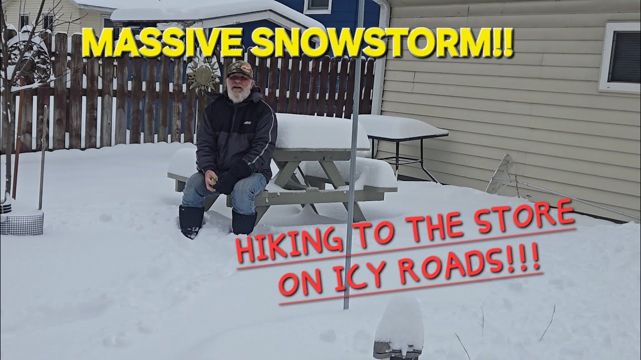 SNOWSTORM AFTERMATH!! TREKKING 2.5 miles ON VERY BAD ROADS!!