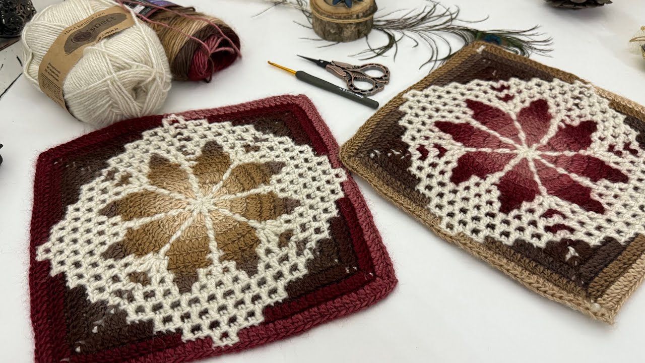 G&ouml;z Alıcı G&uuml;zellik🤩Tığ İşi Mozaik Motif Yapımı #crochet #diy #mosaic #motif