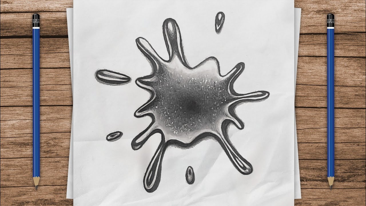 Draw pencil sketch of water drop - water drop drawing tutorial - draw sketch of color blob