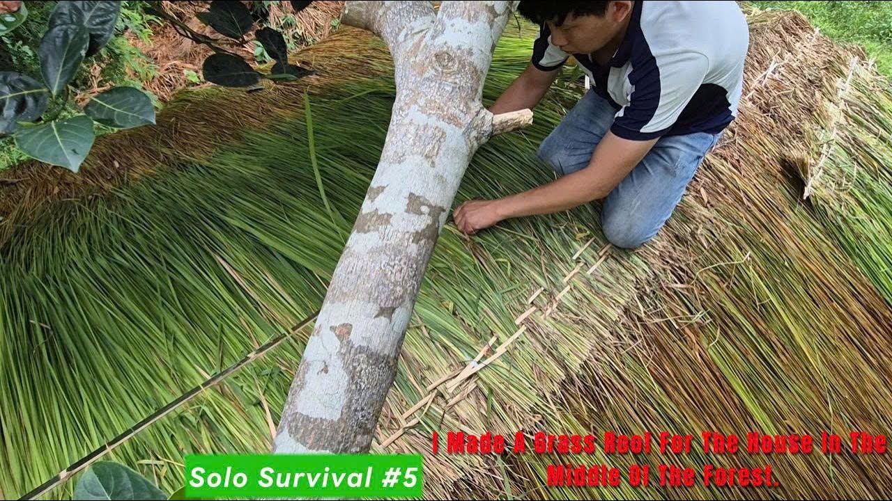 Solo Survival - I made a grass roof for the house in the middle of the forest.