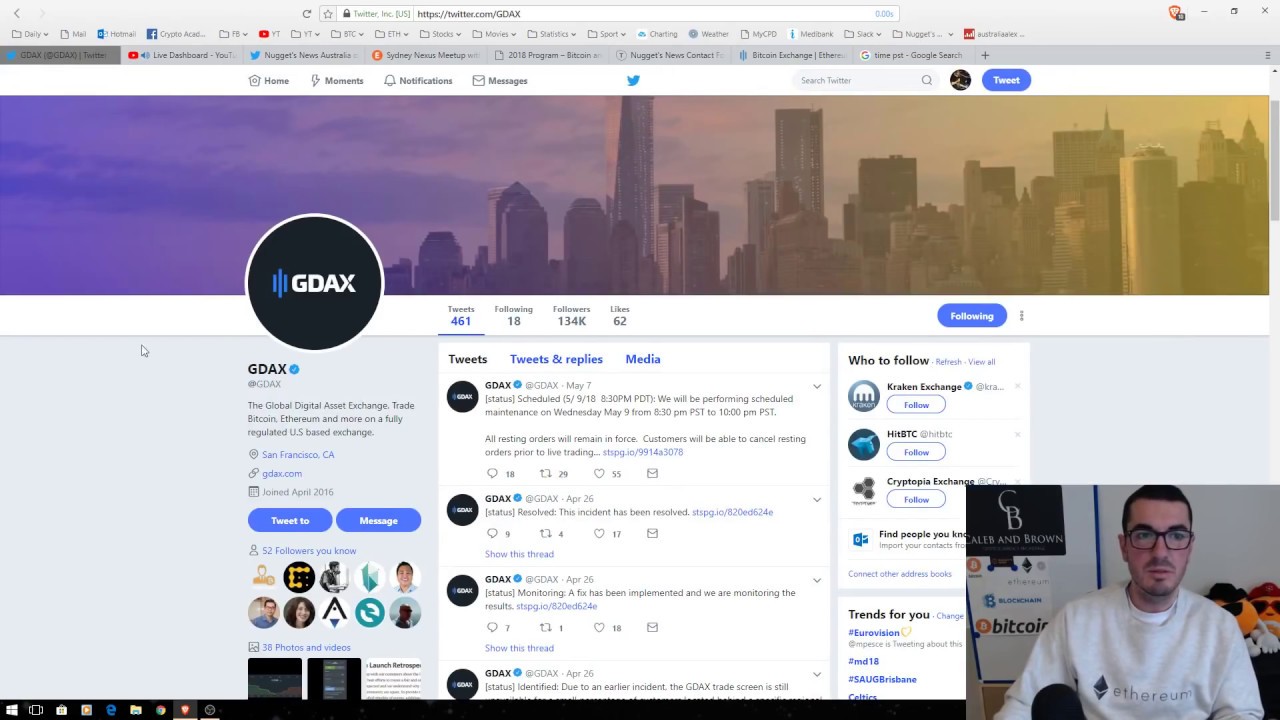 Watching Coinbase/GDAX & Sydney Meet Ups