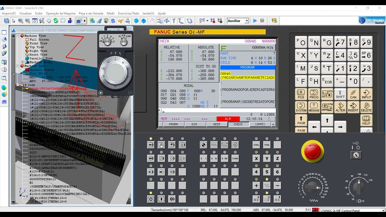Programação CNC parametrizada: Fresar chanfro externo.