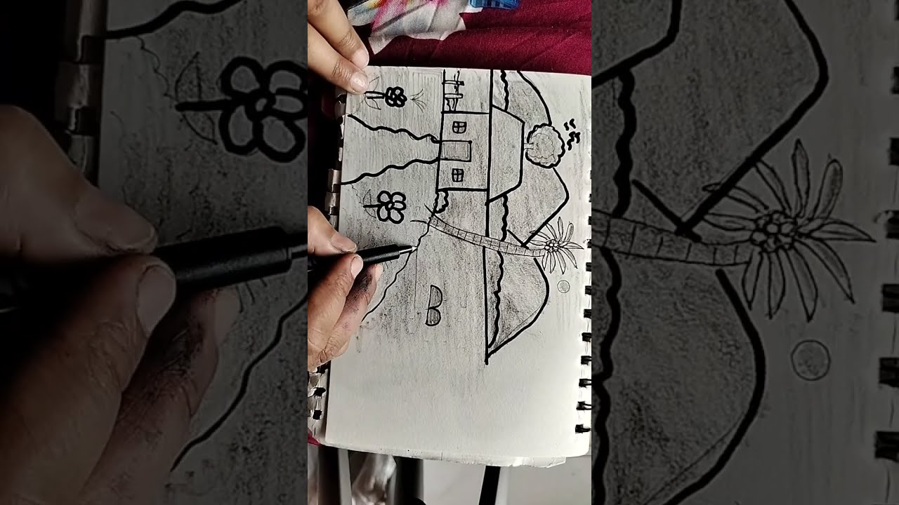 🏡 Cute Home Drawing | Easy Drawing for Beginners ✏️#drawingtutorial 📘#pencildrawing ✍️#artvideo 🎥