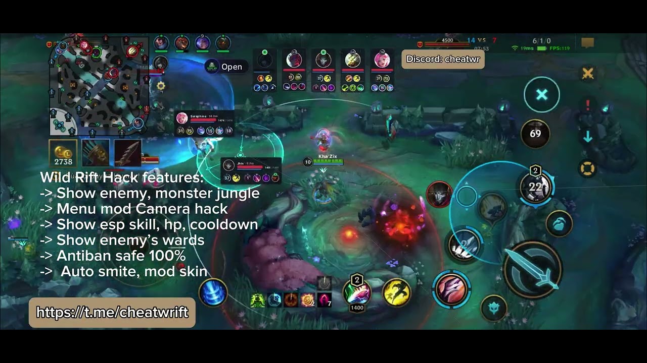 Map H.A.C.K Lol Wild Rift new season 23 antiban ios/ android auto smite & esp cooldown 