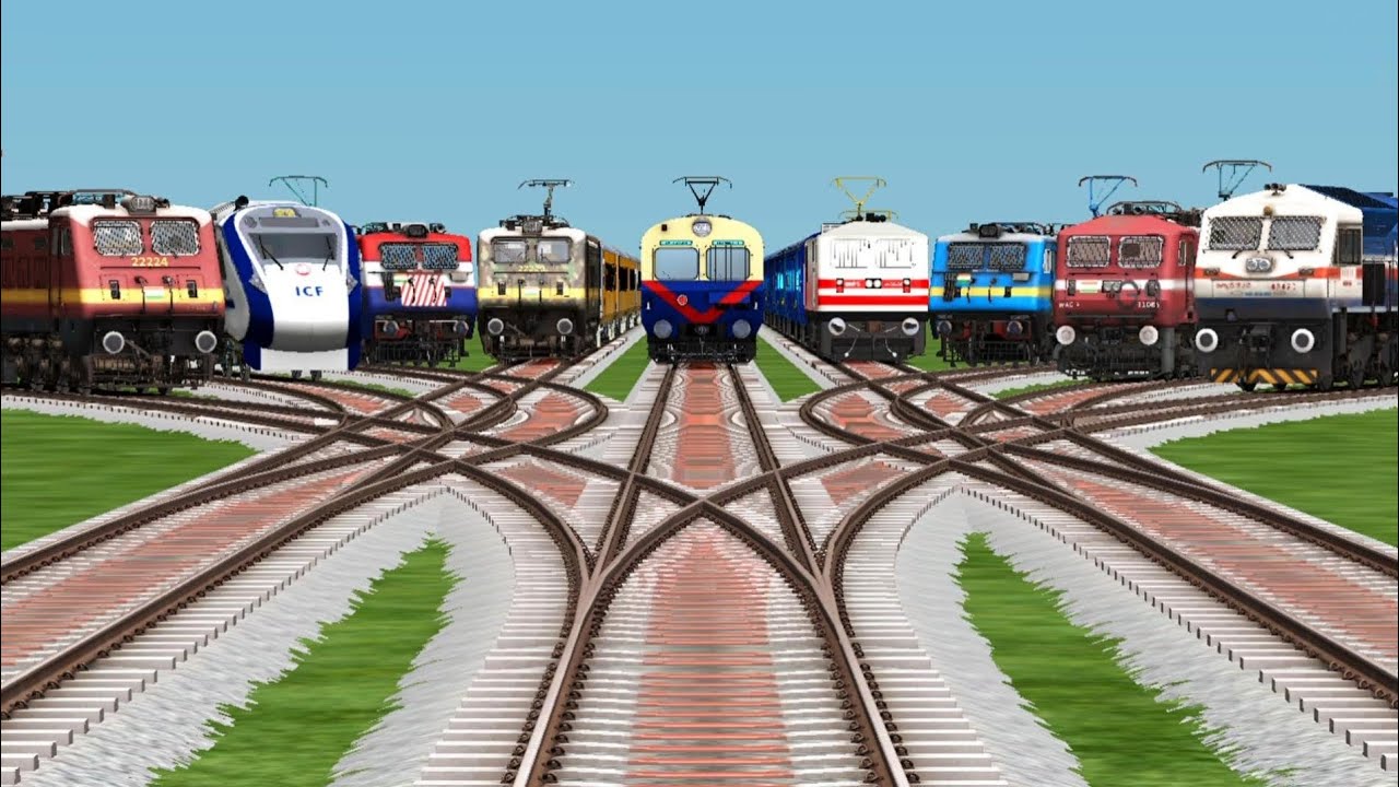 All Indian Trains Crossing By Amazing Railroad Tracks || Railways Train || Train Simulator Classic