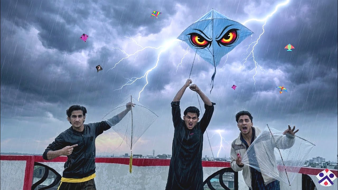 Havey Rain Day 2 Plasticbag Kite Flying Abubaker & Umar Challenge 