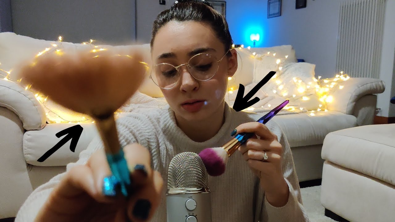 BRUSHING MIC and FACE + Tongue Clicking | ASMR