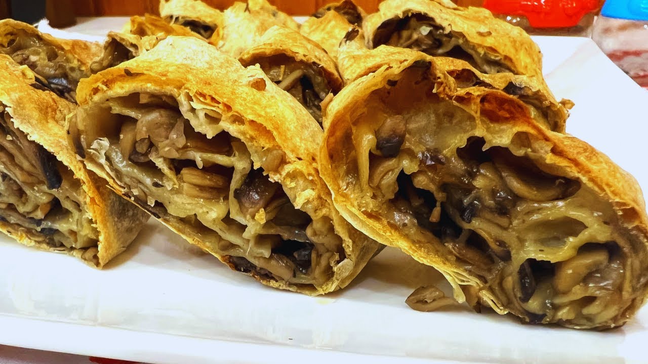 🍀Savršeno hrskava Pita sa pečurkama❗️Posno na vodi💧👌