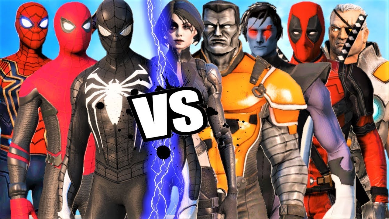 ALL SPIDERMAN SUIT vs X-FORCE - Epic Battle