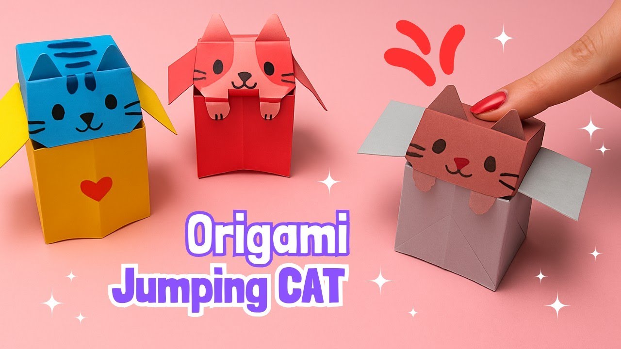 How to Make a Jumping Paper Cat in a Box | Easy Origami DIY Fidget Toy