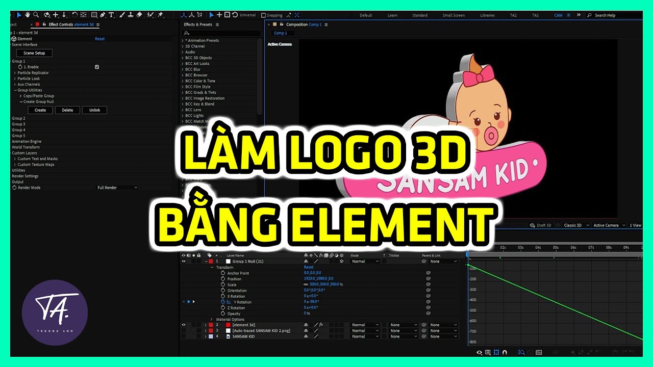 Làm Logo 3D Bằng Element | After Effect