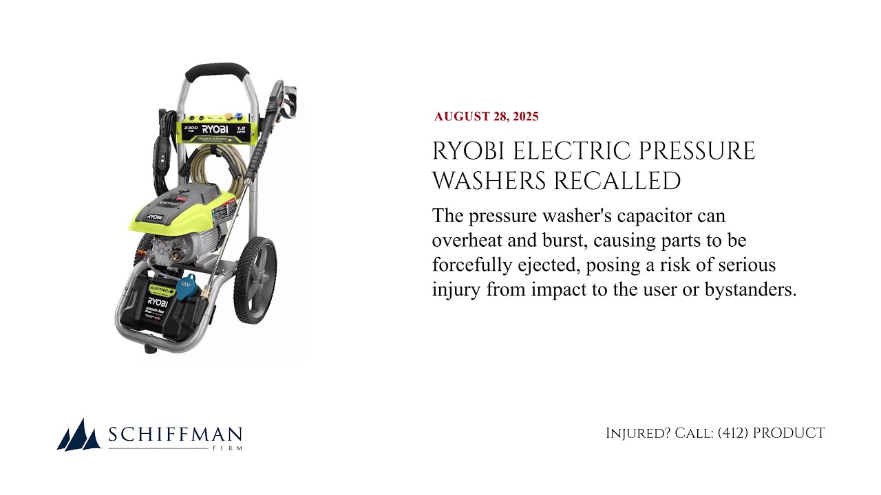 RYOBI Pressure Washers Recalled