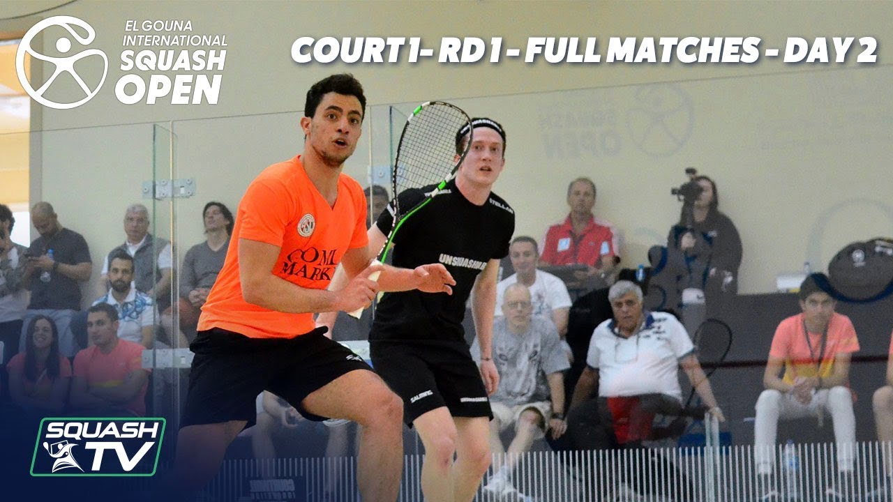 Squash: El Gouna International - Court 1 - Rd 1 Full Matches - Day 2