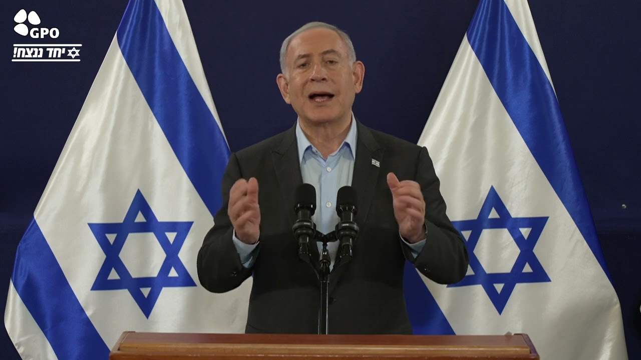 דברי ראש הממשלה בנימין נתניהו במסיבת עיתונאים עם שר הביטחון יואב גלנט והשר בני גנץ