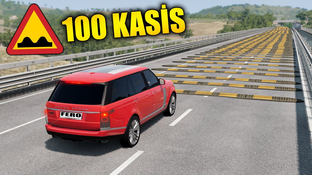 Cars vs 100 Speed Bumps – BeamNG Drive