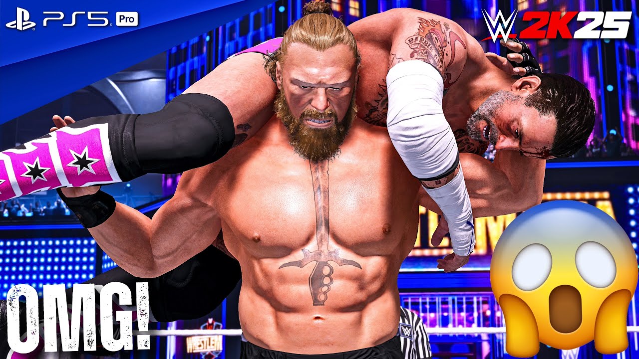 WWE 2K25 &mdash; Брок Леснар против CM Панка (ч) &mdash; матч без правил на WrestleMania 41 | PS5 Pro [4K60]