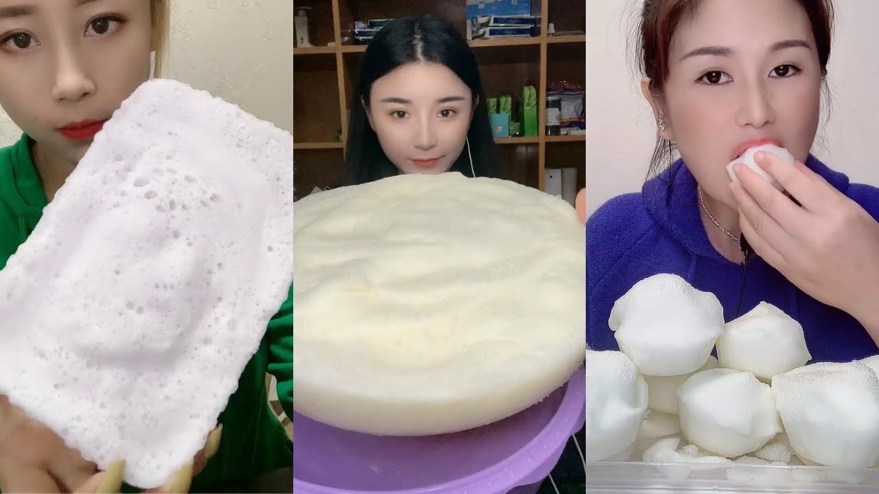 【ASMR】WHITE FOAM ICE EATING ASMR ❄️ MILKY FROZEN BUBBLES FOAM ICE CRUNCHY SOUNDS 氷を食べる | Buz yemek