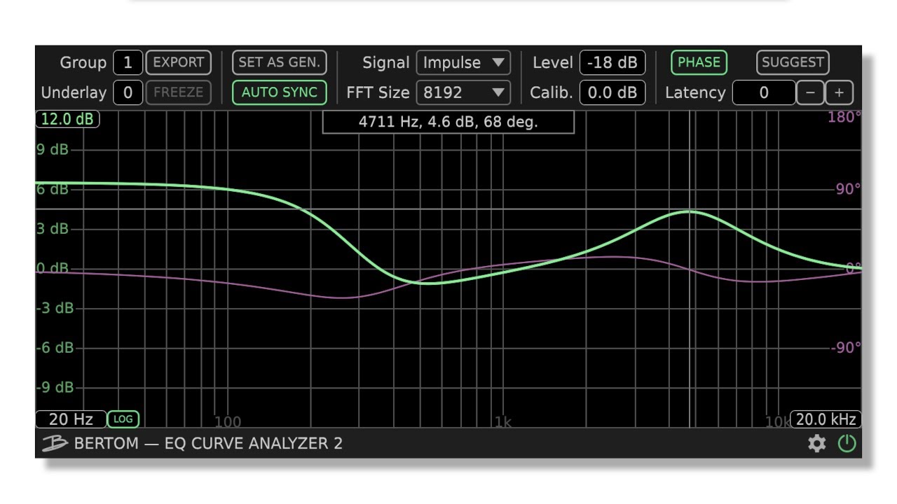 Bertom EQ Curve Analyzer v2 - Frequency & Phase response of any plug-in or hardware