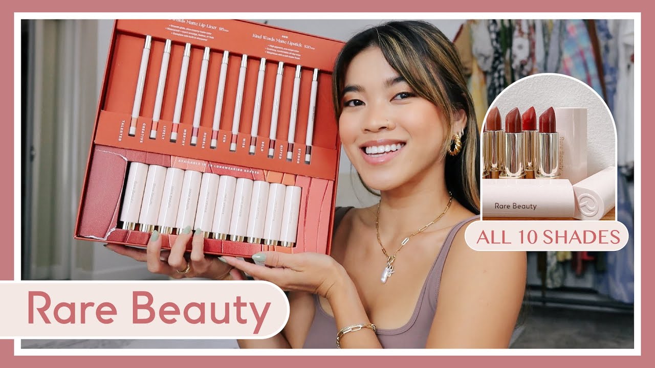 NEW Rare Beauty Kind Words Lipsticks & Liners | All 10 shades swatched, Try-on, & Review!