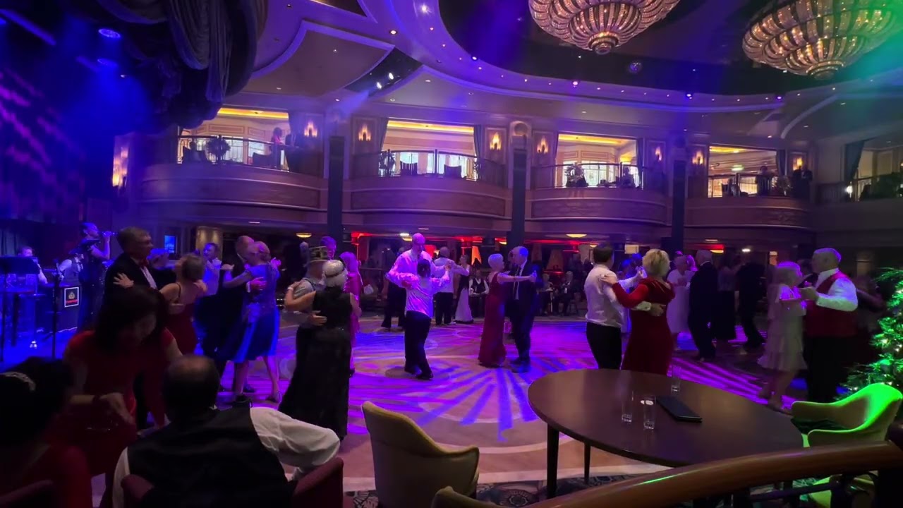 Cunard Queen Elizabeth 2026 New Year Eve Red&Gold Gala. Queens Room Musicians, Open Arms, a Waltz