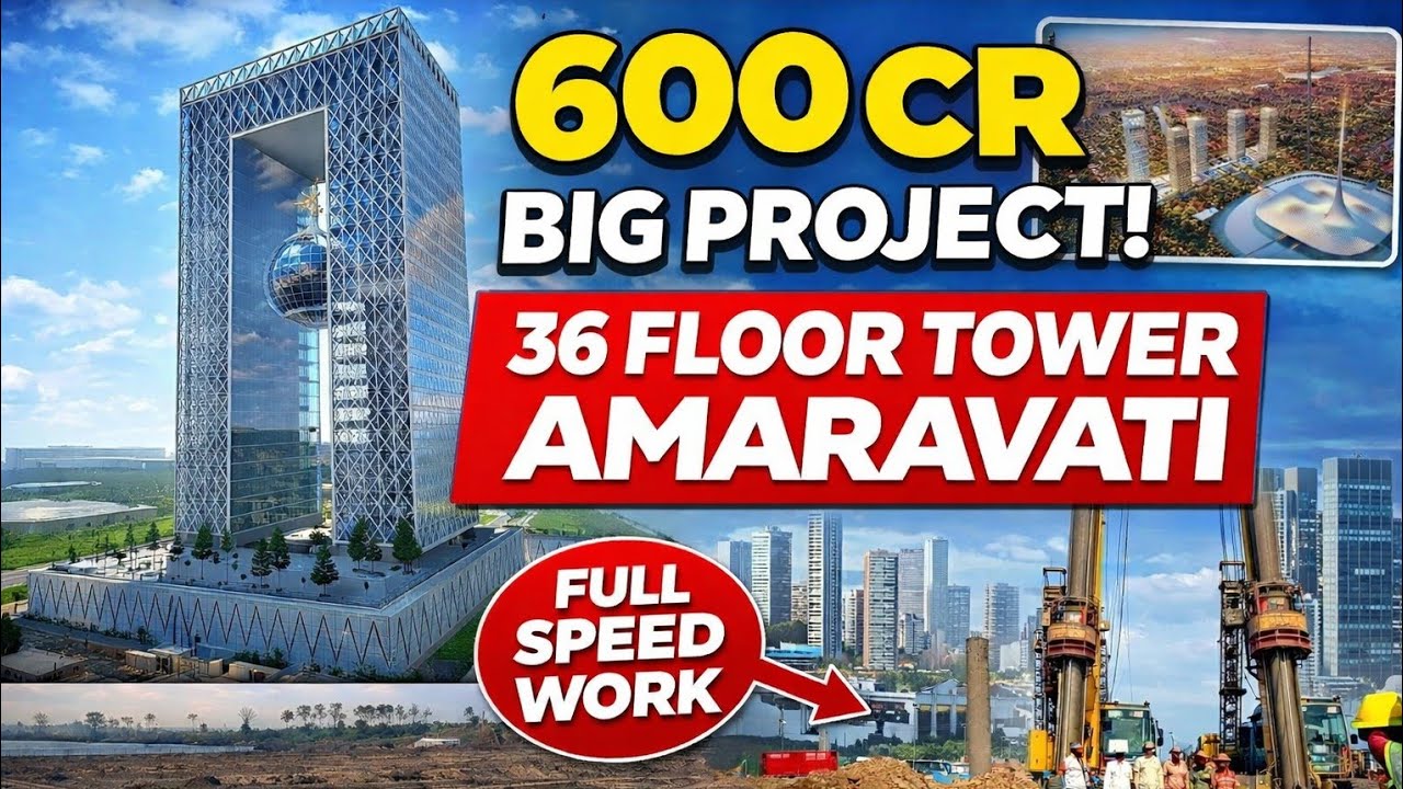 600 Crore Big Project! 36 Floor Tower in Amaravati 🔥 APNRT Iconic Building Full Speed Work Update 