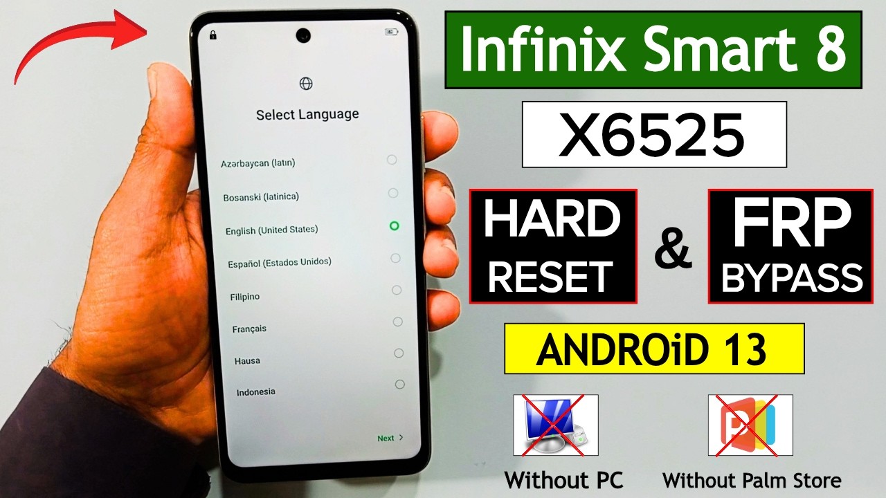 Infinix Smart 8 X6525 Hard Reset & Frp Bypass ✅ 2026 Without PC | Settings Not Opening ❌