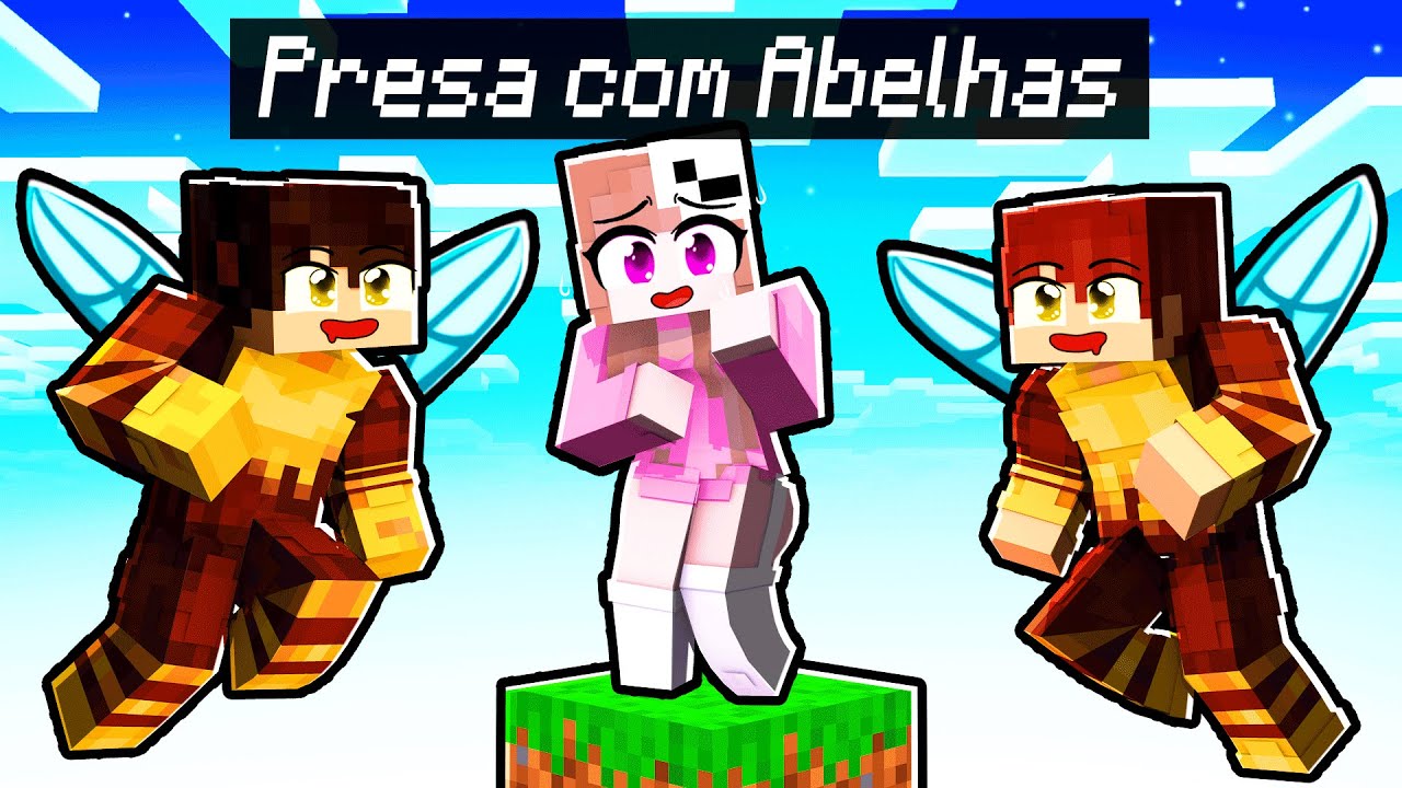 PRESA em UM BLOCO com GAROTOS ABELHAS no MINECRAFT!