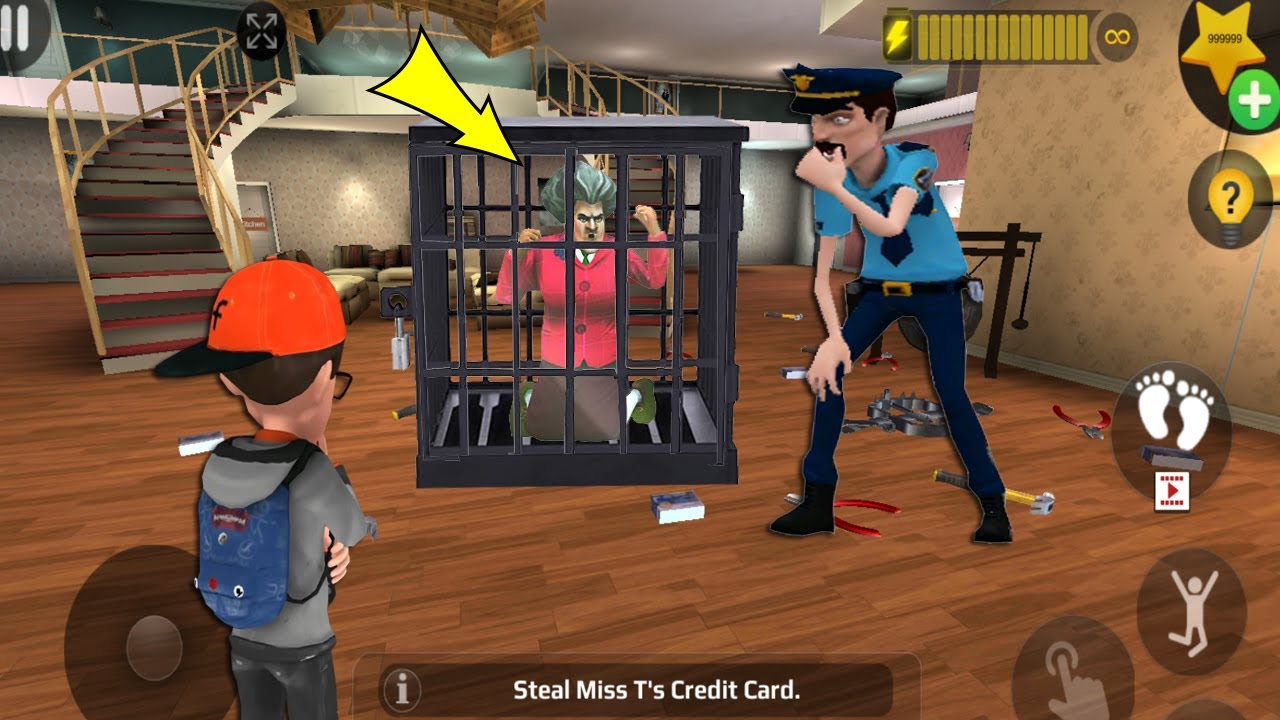 Scary Teacher 3D - New updater - troll Miss T fell face down so fun part 5407#scaryteacher3d